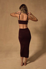 The Way I Feel Dark Brown Cutout Midi Sweater Dress