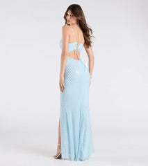 Valeria Cutout Lace-Up Sequin Beaded Formal Dress