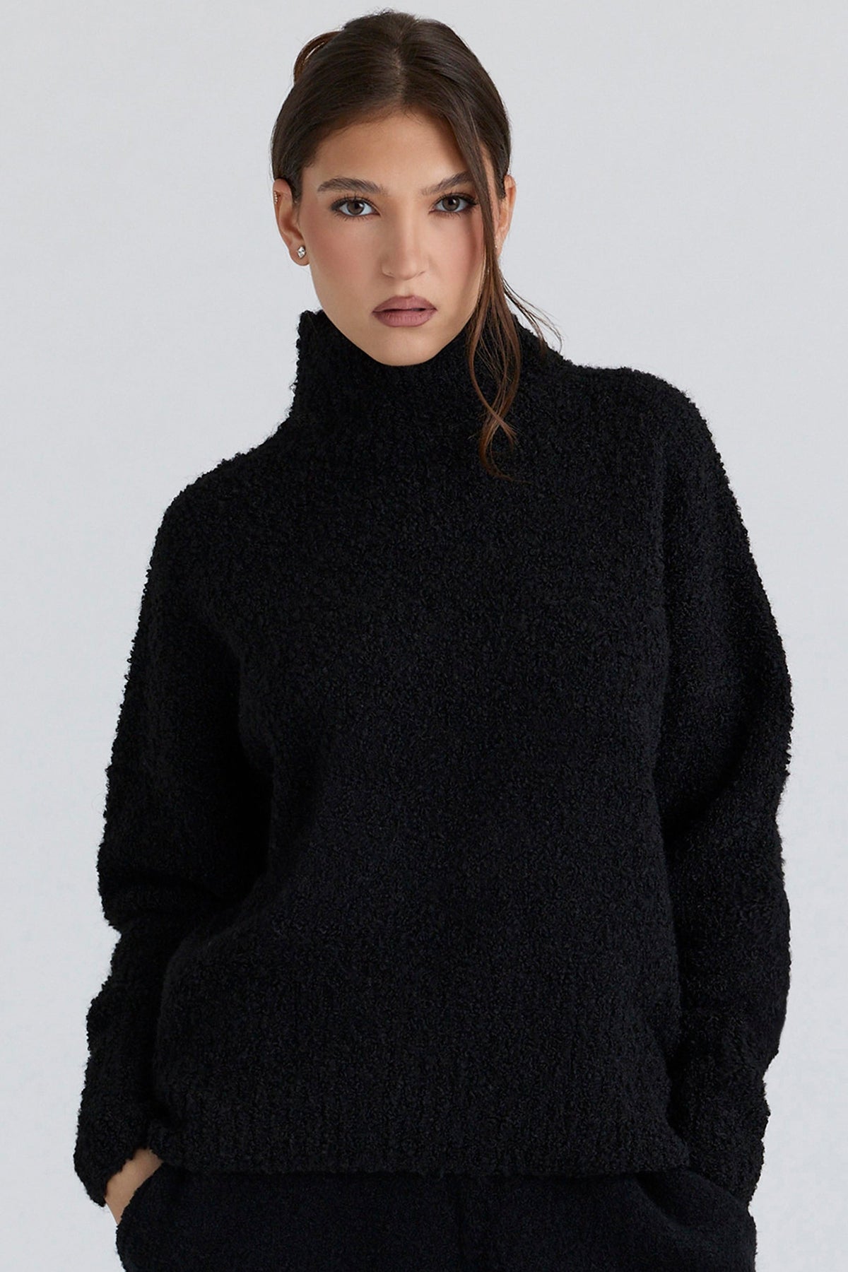 Brooklyn Black Wool Boucle Knit Sweater