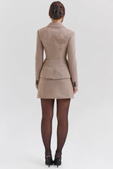 Nerida Brown Puppytooth A-Line Mini Skirt
