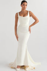 Emilie Off White Satin Mermaid Bridal Gown