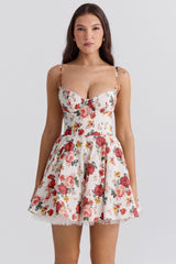 Minimoiselle Italian Rose Print Tulle Mini Dress