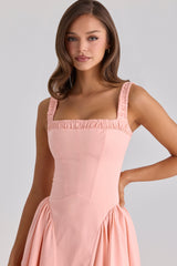 Dorothy Peach Cotton Midi Sundress