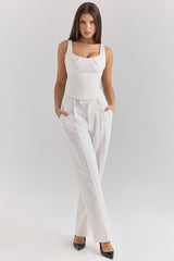 Selma White Pinstripe Boned Corset Top
