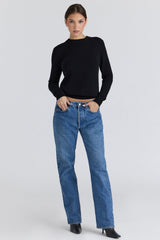 Rochelle Black Cashmere + Wool Crew Neck Sweater