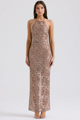Giada Rose Gold Embroidered Sequinned Gown