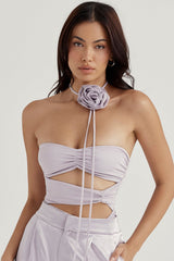 Joie Grey Flower Trimmed Bodysuit
