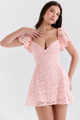 Verity Perfectly Pink Floral Lace Mini Dress