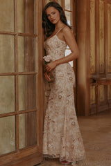 Naima Peach Hand Beaded Embellished Corset Maxi Dress - Limited Edition