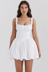 Le Puff White Cotton Tulle Mini Dress