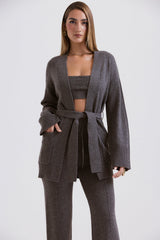 Alaia Charcoal Cashmere Blend Belted Cardigan