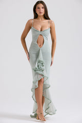 Gabriella Pistachio Ruffled Front Gown