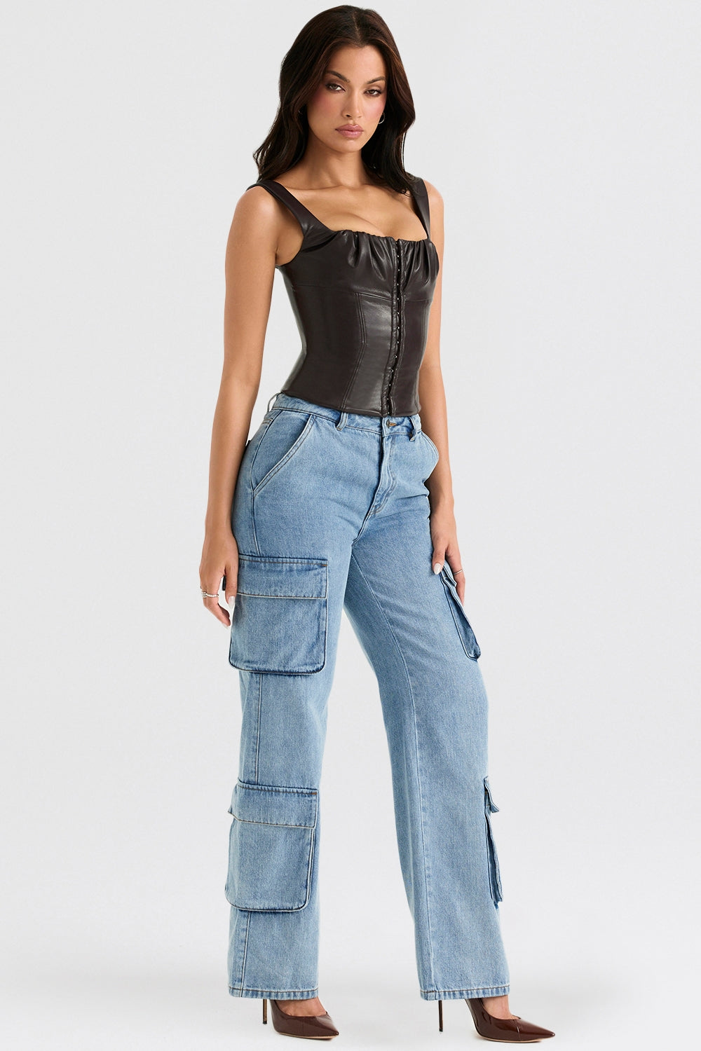 Ria Blue Washed Utility Jeans