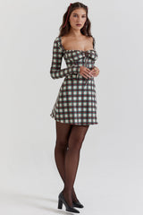 Malika Red Tartan Corset Mini Dress