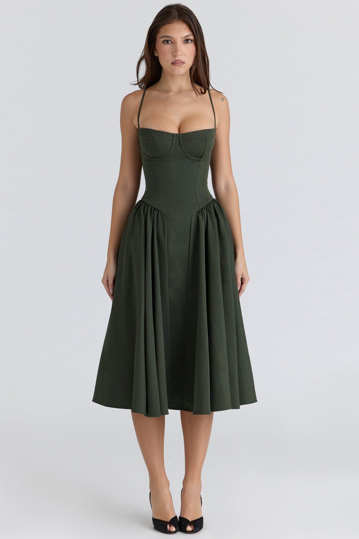 Samaria Emerald Green Corset Midi Dress