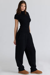 Caia Black Wool Boucle Knit Top