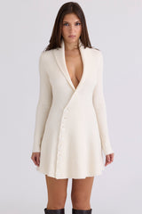 Ayla Cream Asymmetric Skater Mini Dress
