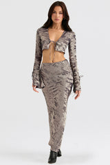 Clara Pewter Bias Cut Midi Skirt