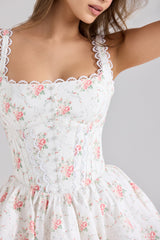 Sade Rose Print Stretch Cotton Mini Dress
