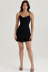 Rossella Black Ruffle Mini Dress