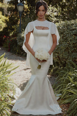 Alena Ivory Asymmetric Draped Pure Silk Shawl
