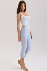 Carella Blue Stretch Twill Fitted Capri Trousers