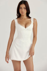 Tilly White Pin Tuck Mini Dress