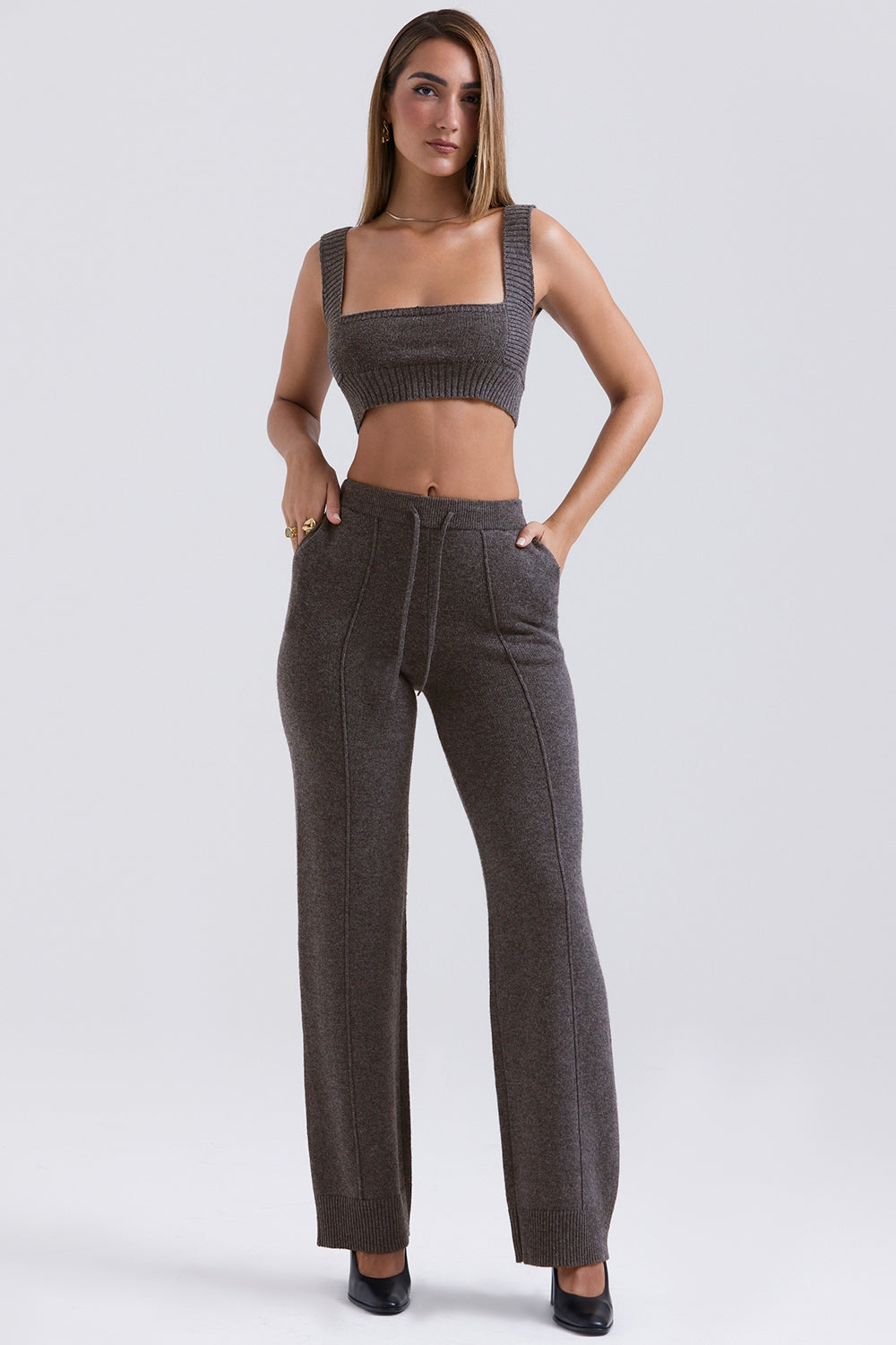 Yalina Charcoal Cashmere Blend Trousers