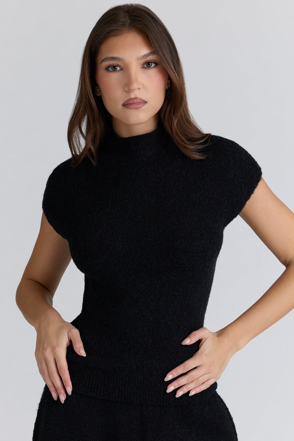 Caia Black Wool Boucle Knit Top