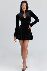 Stella Black Velvet Keyhole Mini Dress