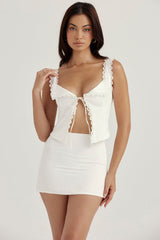 Amber White Lace Trim Top