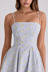 Dolly Blue Wildflower Floral Print Cotton Mini Sundress