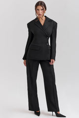 Hayden Black Wide Leg High Waist Tailored Trousers