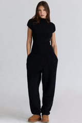 Geena Black Wool Boucle Knit Trousers