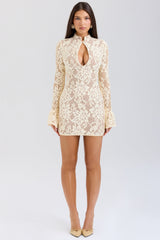 Brianna Buttermilk Keyhole Lace Mini Dress