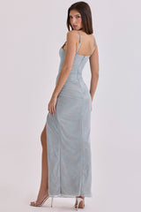 Lini Baby Blue Lace Mesh Maxi Dress