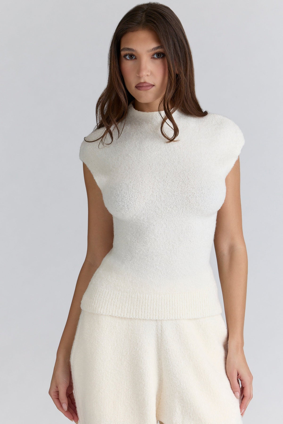Caia Ivory Wool Boucle Knit Top