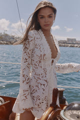 Bianca White Custom Lace Long Sleeve Mini Dress