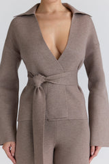Fallon Taupe Wool Wrap Contour Jacket