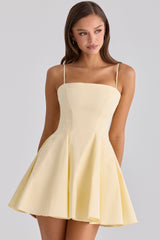 Dolly Lemon Cotton Flared Mini Sundress