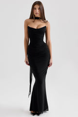Hallie Black Strapless Corset with Neck Scarf