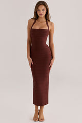 The Silhouette Burnt Sugar Halter Neck Bandage Maxi Dress