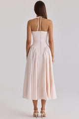Lilli Blush Peek-a-Boo Keyhole Cotton Midi Dress