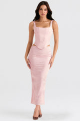Rafa Pink Floral Satin Longline Corset