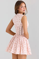 Carmel Pink Stretch Cotton Floral Print Mini Dress