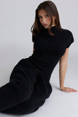 Geena Black Wool Boucle Knit Trousers