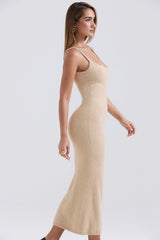Fayette Beige Soft Fluffy Knit Maxi Dress