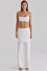 Leona White Sateen Trousers with Over Skirt