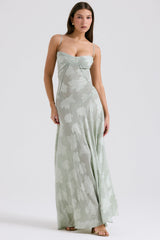 Seren Pistachio Floral Lace Back Maxi Dress