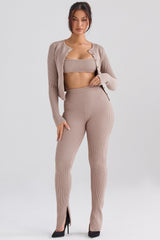 Mitzi Taupe Ribbed Knit Leggings